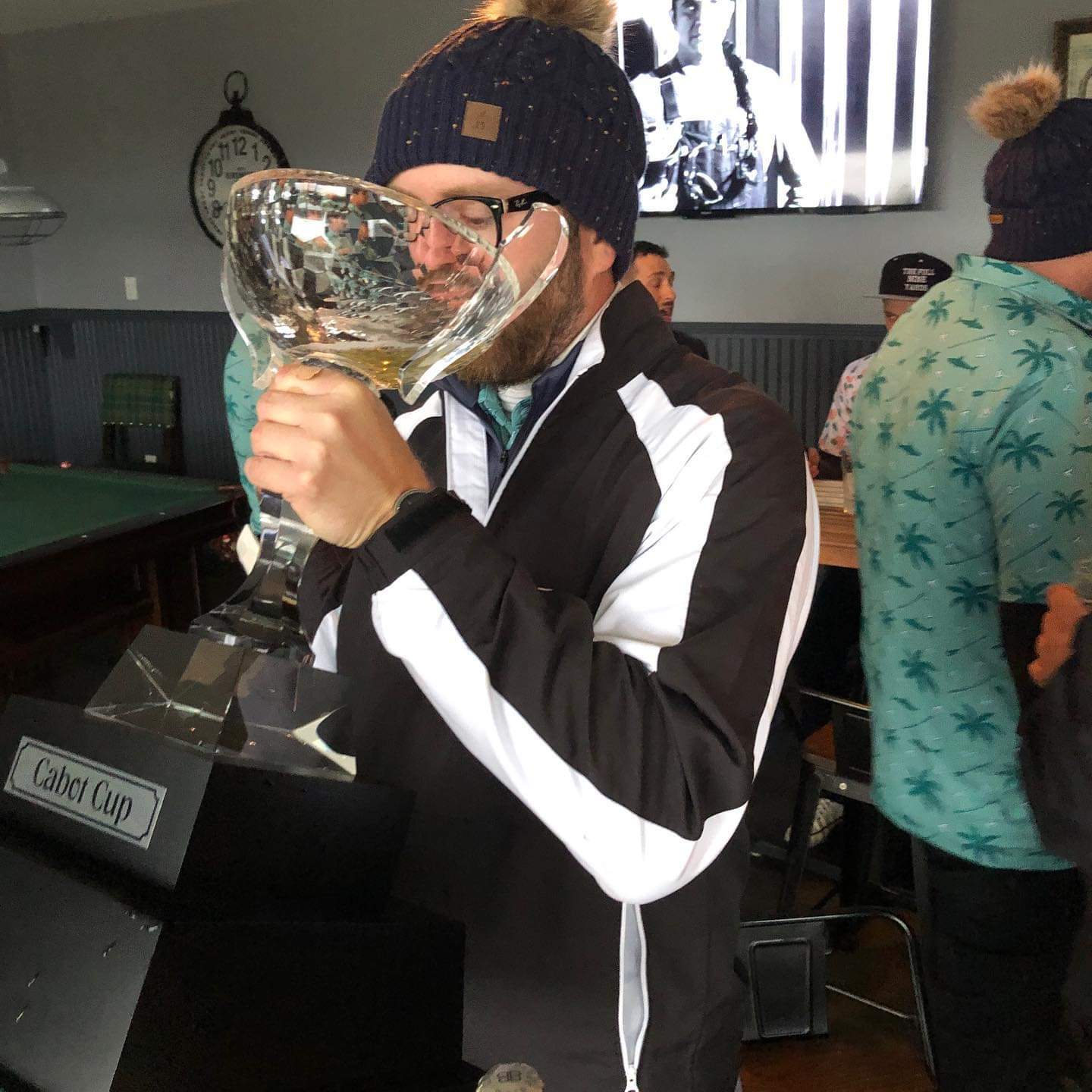 Ivan drinking champagne from the cup