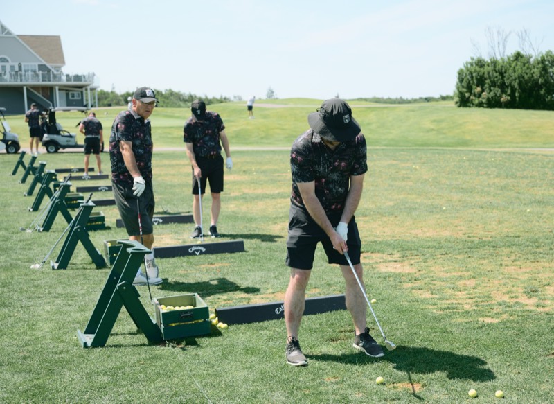 Players warming up on the Crowbush practice range